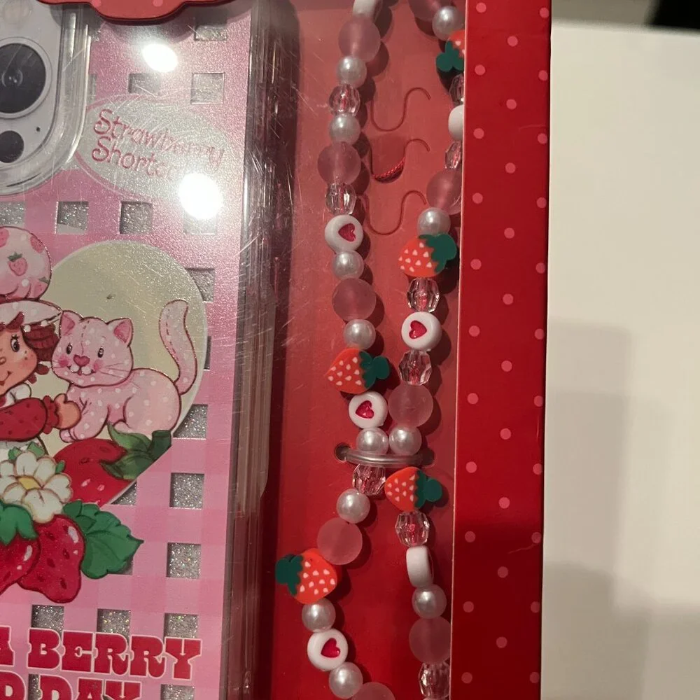 Strawberry‎ Shortcake Phone Case with Beaded Strap iPhone 13 Pro Max 14 (NEW/x)